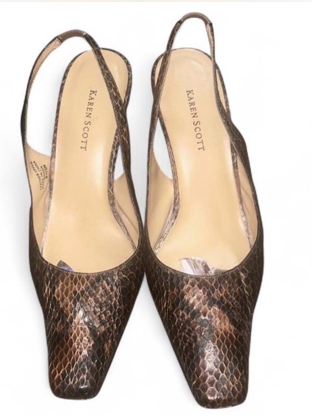 Kendra Scott Brown Snake-Print Slingback Flats